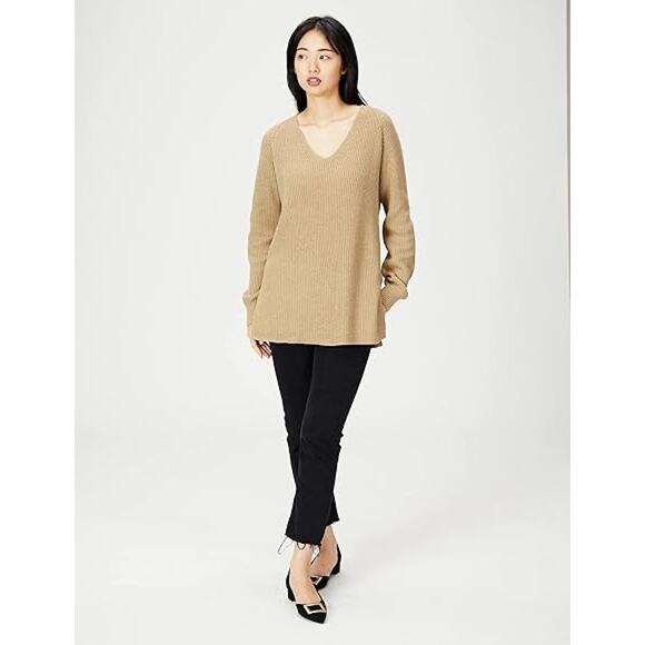 NWT Goodthreads Women's Cotton Shaker Stitch Deep V-Neck Jumper Medium - Picture 1 of 9